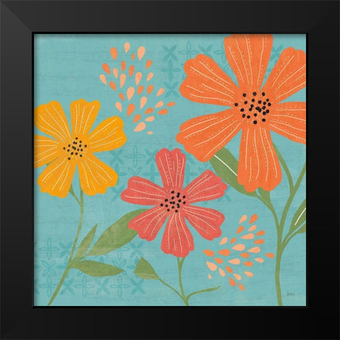 Mod Floral III No Lines Black Modern Wood Framed Art Print by Charron, Veronique
