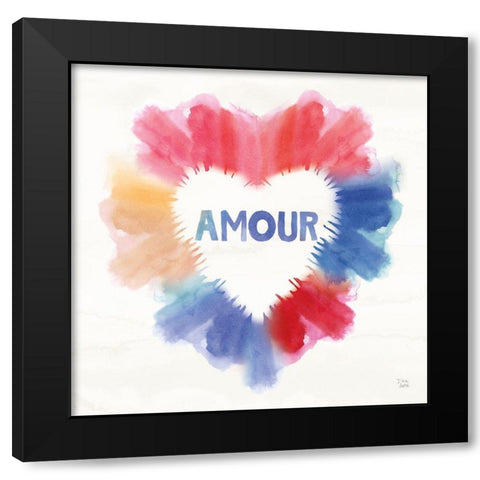 Rainbow Love II Amour Black Modern Wood Framed Art Print by June, Dina