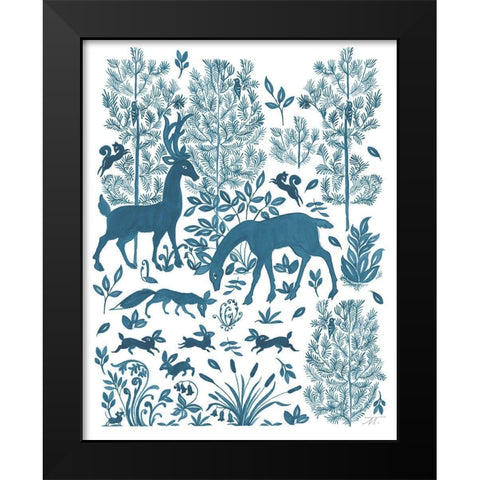 Forest Life Otomi Black Modern Wood Framed Art Print by Thomas, Miranda