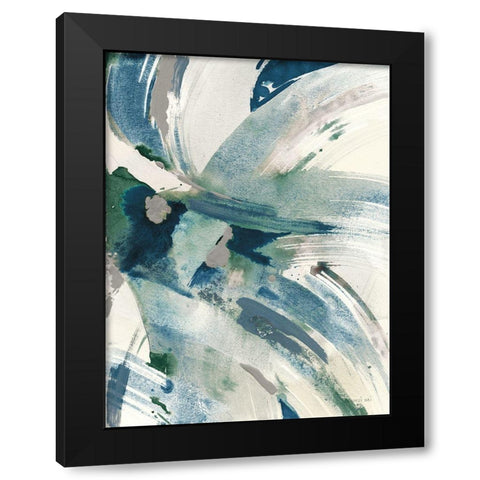 Spontaneous I Sapphire Black Modern Wood Framed Art Print by Nai, Danhui