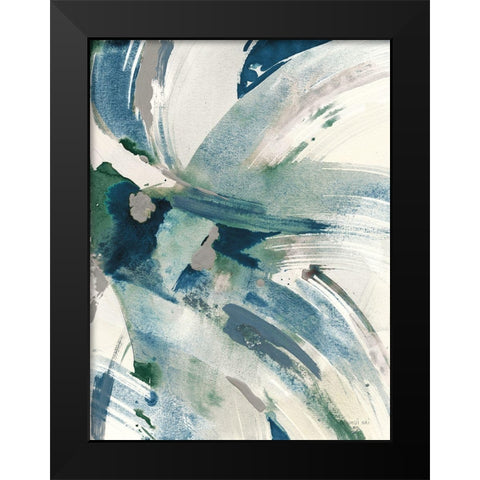 Spontaneous I Sapphire Black Modern Wood Framed Art Print by Nai, Danhui