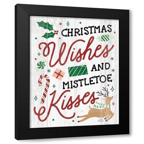 Reindeer Holiday II Shiplap Black Modern Wood Framed Art Print with Double Matting by Marshall, Laura