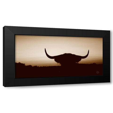 Bull Set Sepia Crop Black Modern Wood Framed Art Print by Larson, Nathan