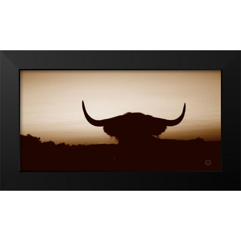 Bull Set Sepia Crop Black Modern Wood Framed Art Print by Larson, Nathan