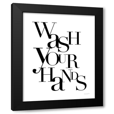 Wash Your Hands Black Modern Wood Framed Art Print with Double Matting by Charro, Mercedes Lopez