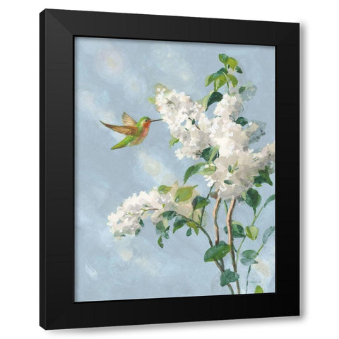 Hummingbird Spring I Soft Blue Black Modern Wood Framed Art Print by Nai, Danhui