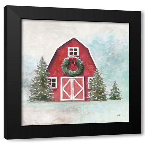 December Barn Blue Sky Black Modern Wood Framed Art Print with Double Matting by Purinton, Julia