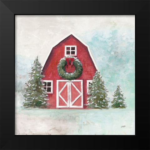 December Barn Blue Sky Black Modern Wood Framed Art Print by Purinton, Julia