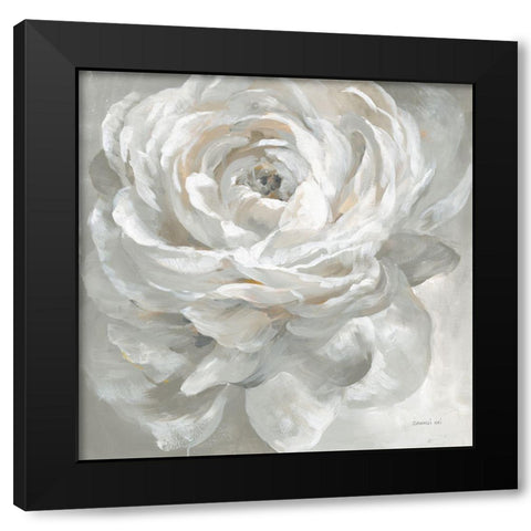 White Rose Black Modern Wood Framed Art Print by Nai, Danhui