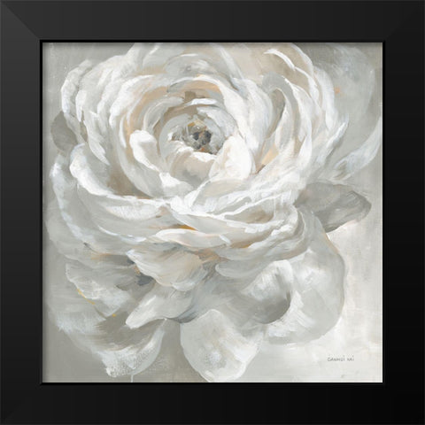 White Rose Black Modern Wood Framed Art Print by Nai, Danhui