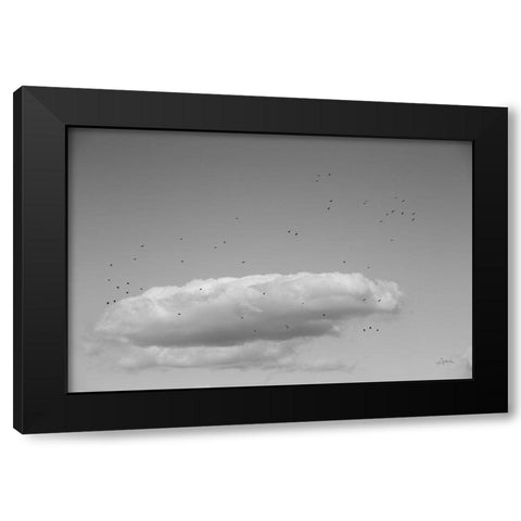 Flock in Flight Black Modern Wood Framed Art Print by Aledanda
