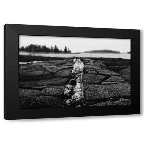 Stony Shore Black Modern Wood Framed Art Print with Double Matting by Aledanda