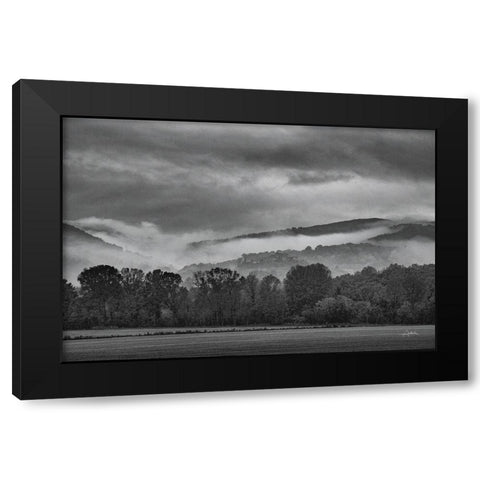 Village in the Fog Black Modern Wood Framed Art Print with Double Matting by Aledanda