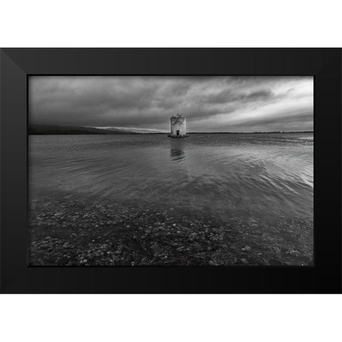 Windmill Island Black Modern Wood Framed Art Print by Aledanda