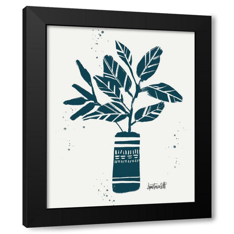 Monochrome Blue Botanical Sketches VI Black Modern Wood Framed Art Print with Double Matting by Tavoletti, Anne
