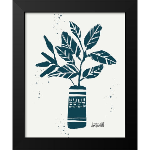 Monochrome Blue Botanical Sketches VI Black Modern Wood Framed Art Print by Tavoletti, Anne