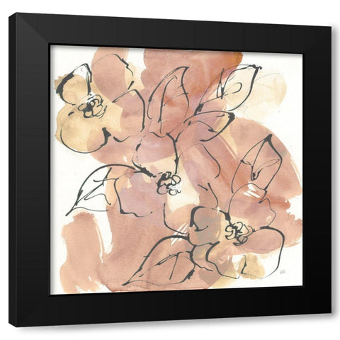 Cashmere Flora II Black Modern Wood Framed Art Print by Paschke, Chris
