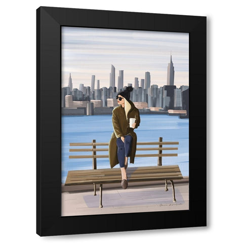 Girl in New York Black Modern Wood Framed Art Print with Double Matting by Escalante, Omar