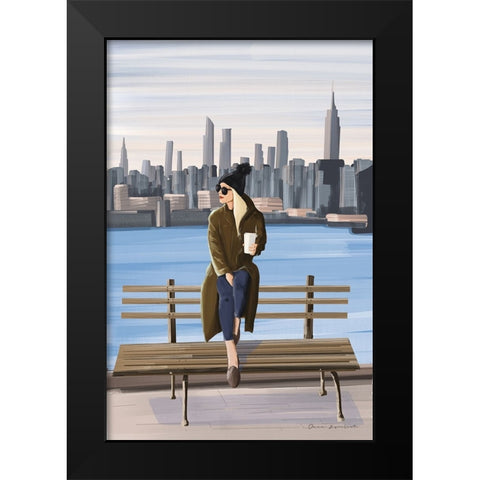 Girl in New York Black Modern Wood Framed Art Print by Escalante, Omar