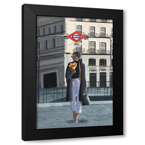 Girl in Madrid Black Modern Wood Framed Art Print with Double Matting by Escalante, Omar