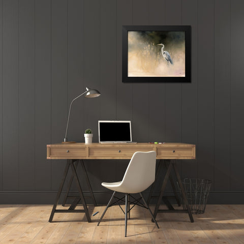 Peaceful Egret Black Modern Wood Framed Art Print by Purinton, Julia