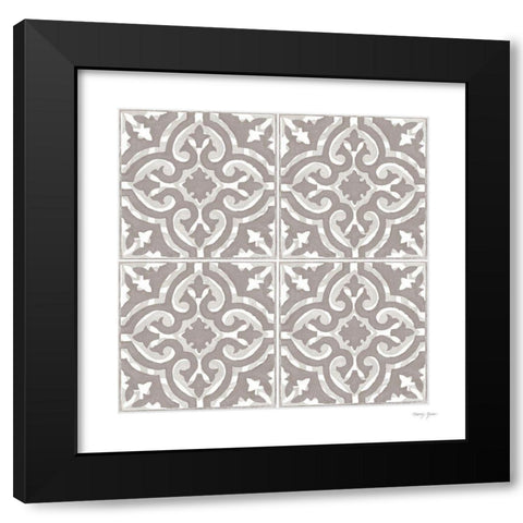 Artisan Tile VIII Black Modern Wood Framed Art Print with Double Matting by Green, Nancy