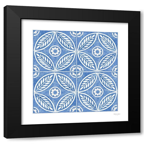 Artisan Tile XIII Black Modern Wood Framed Art Print with Double Matting by Green, Nancy