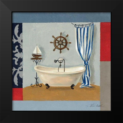 Nautical Bath II Black Modern Wood Framed Art Print by Vassileva, Silvia