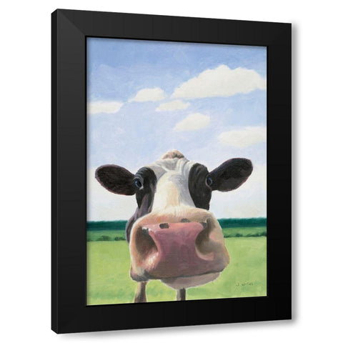 Funny Cow Black Modern Wood Framed Art Print by Wiens, James