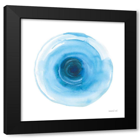 Center of Blue I Black Modern Wood Framed Art Print with Double Matting by Nai, Danhui