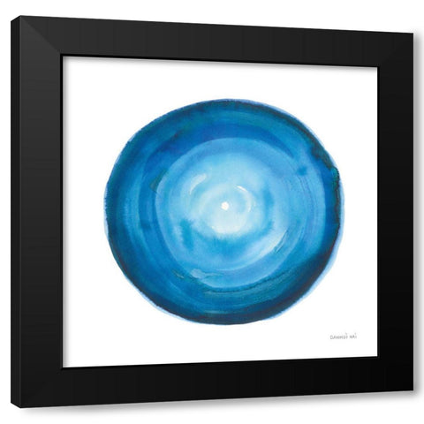 Center of Blue II Black Modern Wood Framed Art Print with Double Matting by Nai, Danhui