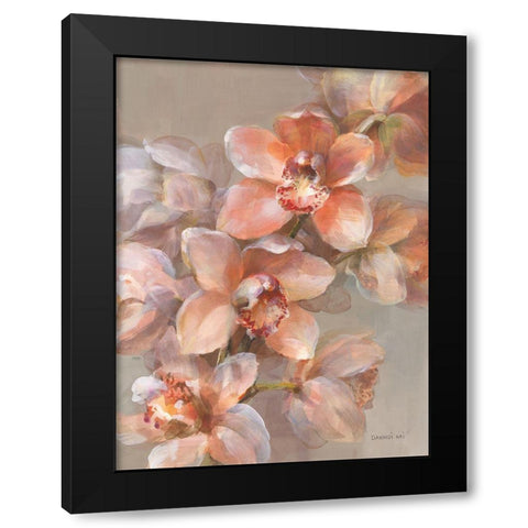 Delicate Orchid I Black Modern Wood Framed Art Print with Double Matting by Nai, Danhui