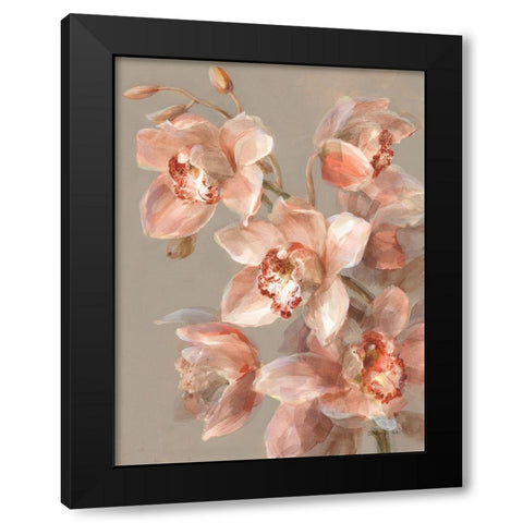 Delicate Orchid II Black Modern Wood Framed Art Print by Nai, Danhui