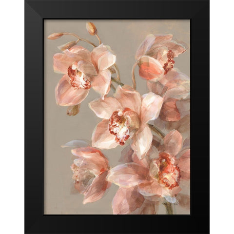 Delicate Orchid II Black Modern Wood Framed Art Print by Nai, Danhui