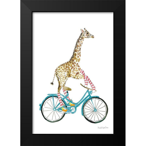 Giraffe Joy Ride I No Balloons Black Modern Wood Framed Art Print by Charro, Mercedes Lopez