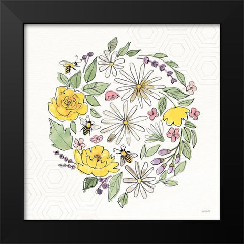 Honeybee Blossoms X No Words Black Modern Wood Framed Art Print by Tavoletti, Anne