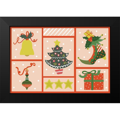 The Night Before Christmas I Bright Black Modern Wood Framed Art Print by Zaman, Farida