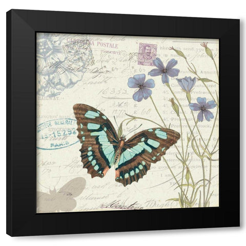 Papillon Tales I Black Modern Wood Framed Art Print with Double Matting by Pela Studio
