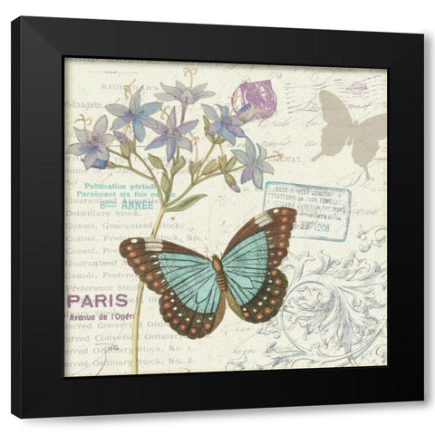 Papillon Tales II Black Modern Wood Framed Art Print by Pela Studio