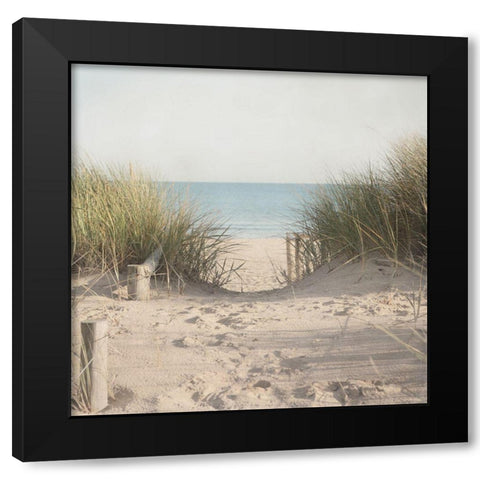 Beach Grasses Black Modern Wood Framed Art Print by Pela Studio