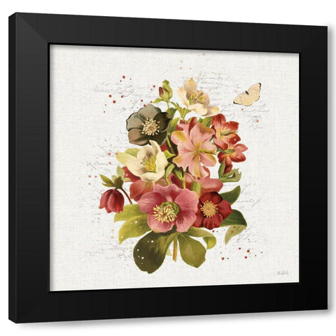Vintage Petals VIII Black Modern Wood Framed Art Print with Double Matting by Pertiet, Katie