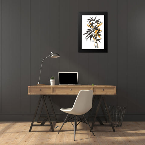 Amber Long Leaf II Black Modern Wood Framed Art Print by Paschke, Chris