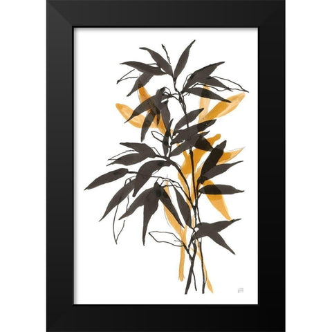 Amber Long Leaf II Black Modern Wood Framed Art Print by Paschke, Chris