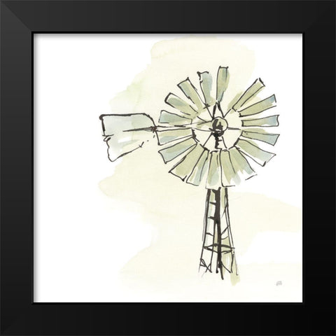 Windmill I Black Modern Wood Framed Art Print by Paschke, Chris