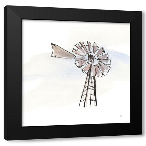 Windmill VII Black Modern Wood Framed Art Print by Paschke, Chris