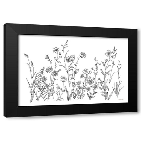 Black and White Garden Black Modern Wood Framed Art Print by Nai, Danhui