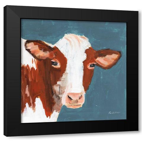 Rusty Blue Black Modern Wood Framed Art Print by Munger, Pamela
