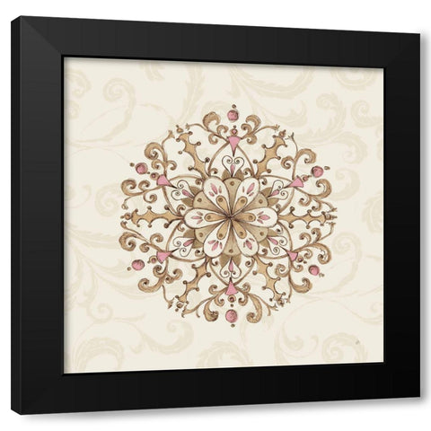 Elegant Season Snowflake III Pink Black Modern Wood Framed Art Print with Double Matting by Brissonnet, Daphne