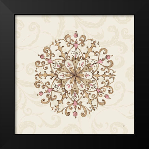 Elegant Season Snowflake III Pink Black Modern Wood Framed Art Print by Brissonnet, Daphne