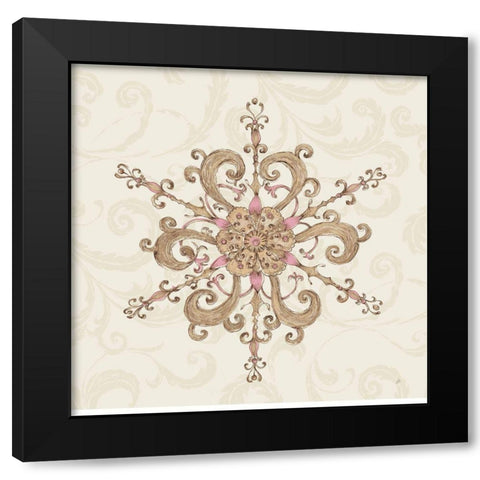 Elegant Season Snowflake IV Pink Black Modern Wood Framed Art Print with Double Matting by Brissonnet, Daphne